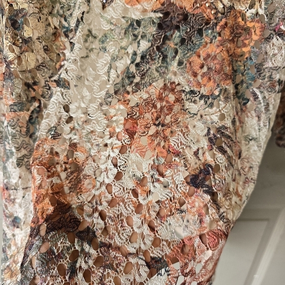 Frazzle Sheer Lace Blouse Womens Sz L Studed Lined High Low Coastal Y2k … - Picture 8 of 15